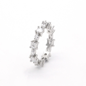 Fine Princess Cut Marquise Full Eternity Band Zircon Ring 925 Sterling Silver Women Wedding Jewelry Gift